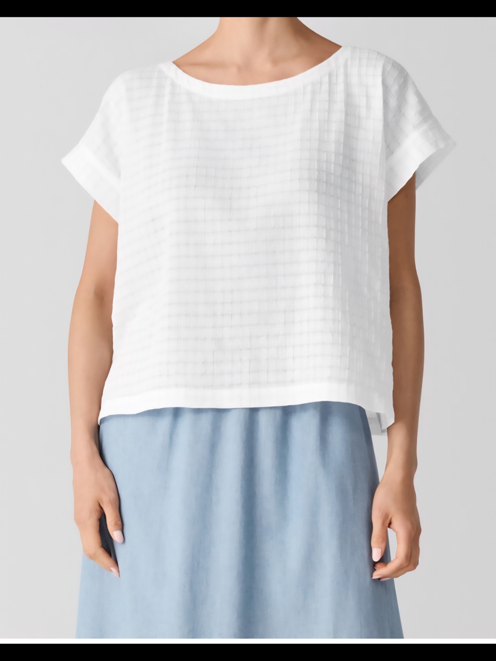 Eileen Fisher Organic Cotton Voile Box Square Top White, 1X - NWT
